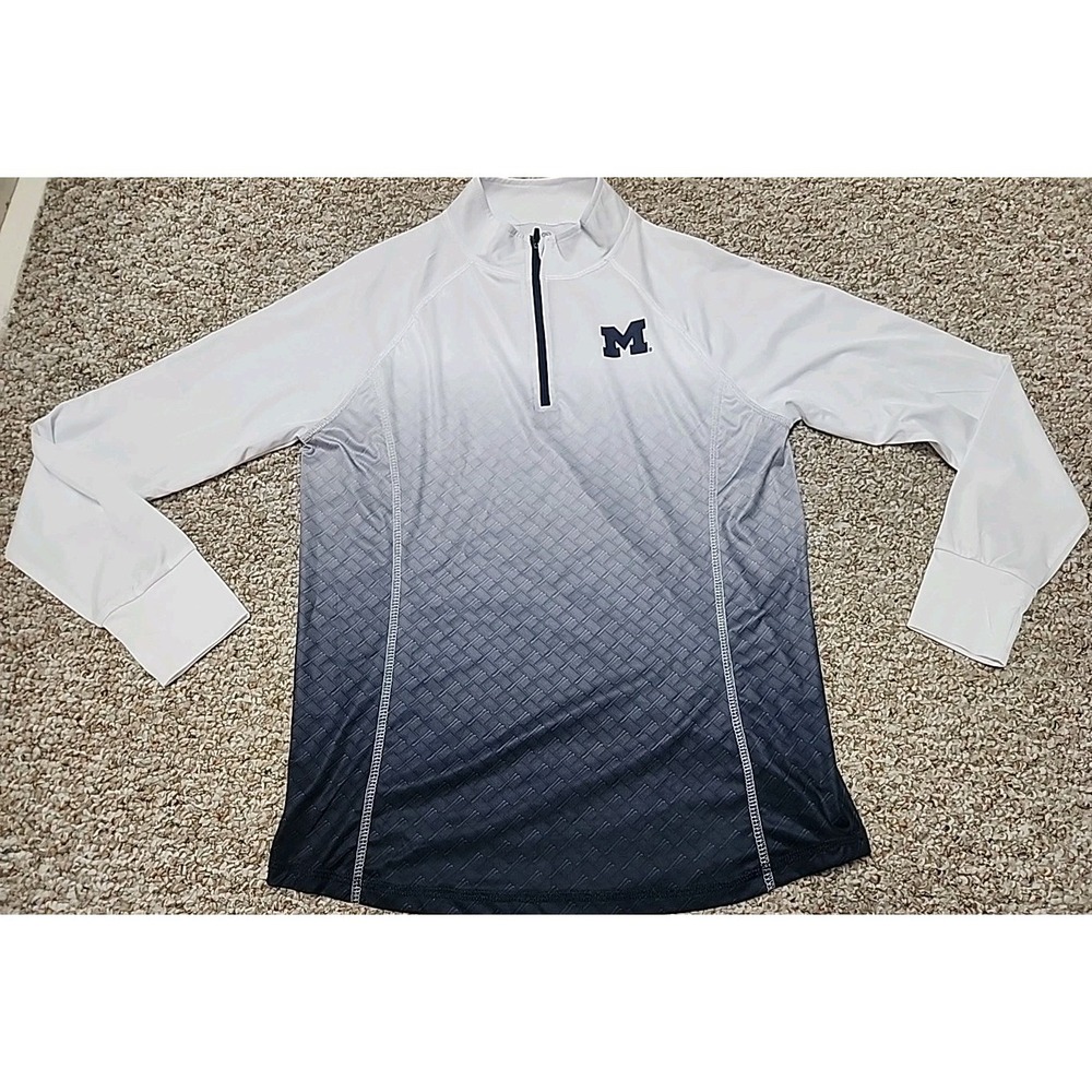 Colosseum Michigan Wolverines 1/4‎ Zip Pullover Women XL White Blue Ombre Logo